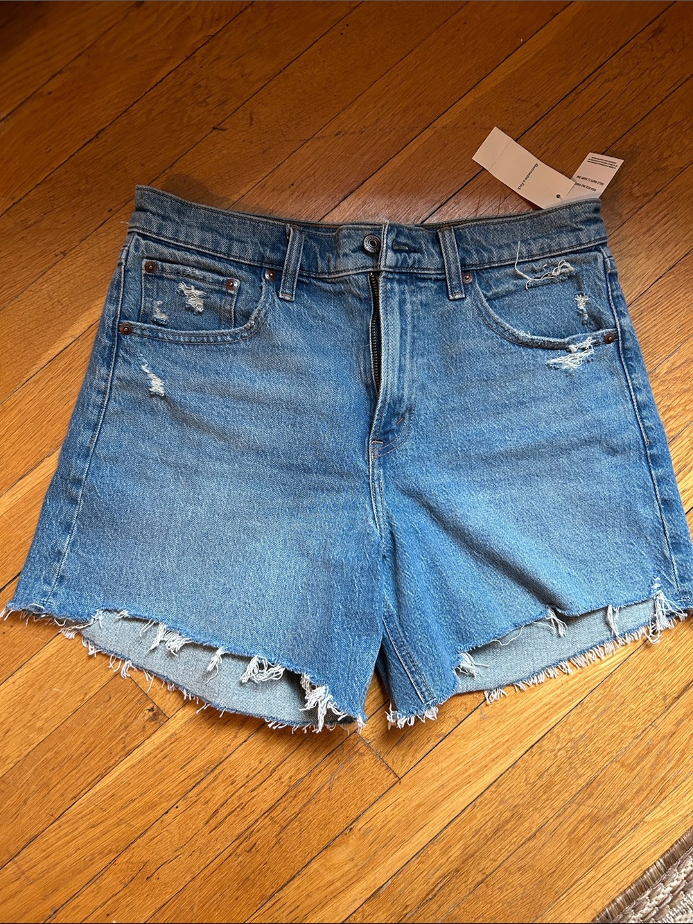 Abercrombie & Fitch NEW Blue Denim Dad Cutoff Shorts Super Flattering